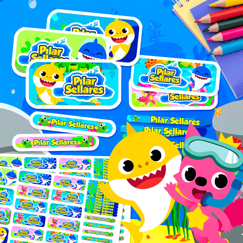 Etiquetas Escolares - Baby Shark