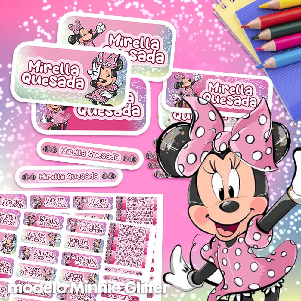Etiquetas Escolares - Minnie Glitter