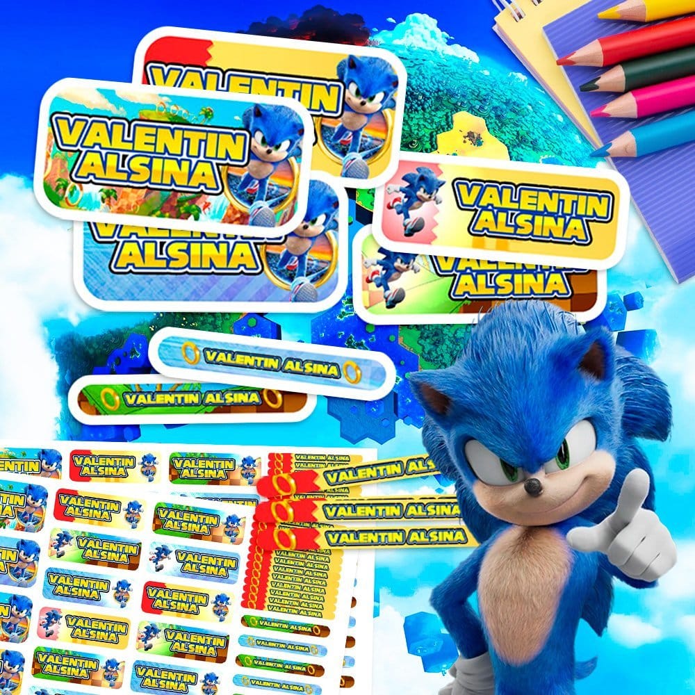 Etiquetas Escolares para Imprimir | Sonic (Archivo Digital PDF)