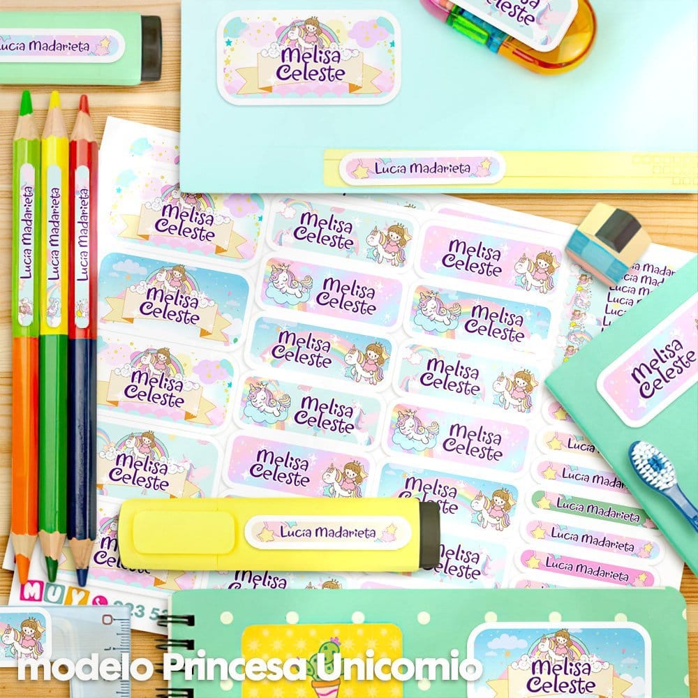 Etiquetas Escolares - Princesa Unicornio